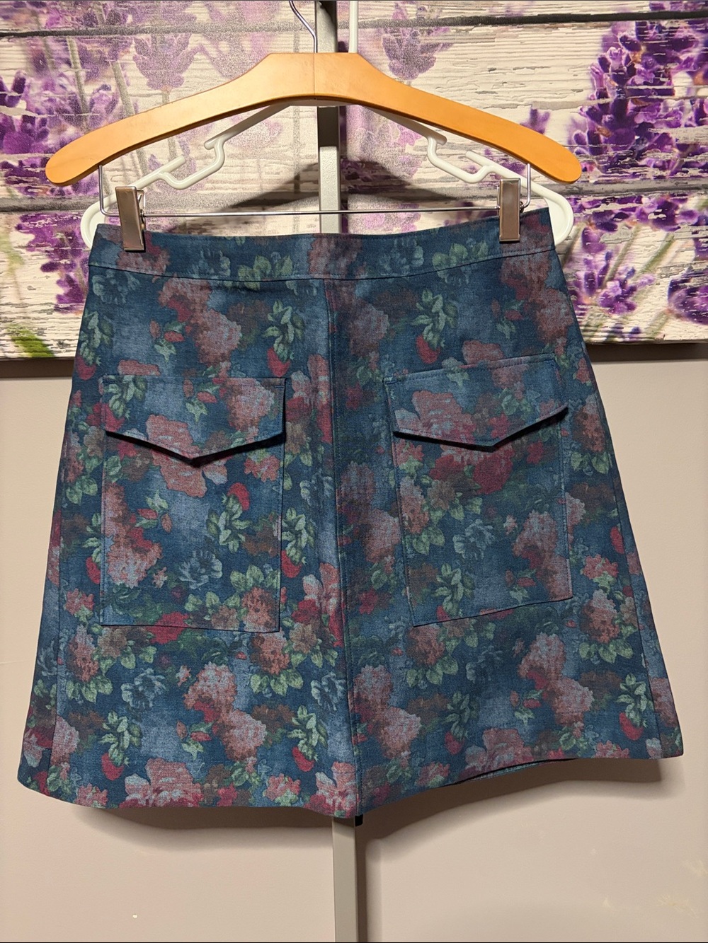 Erin Featherston Anthropologie Blue Floral  Mini Skirt Size 10 NWT